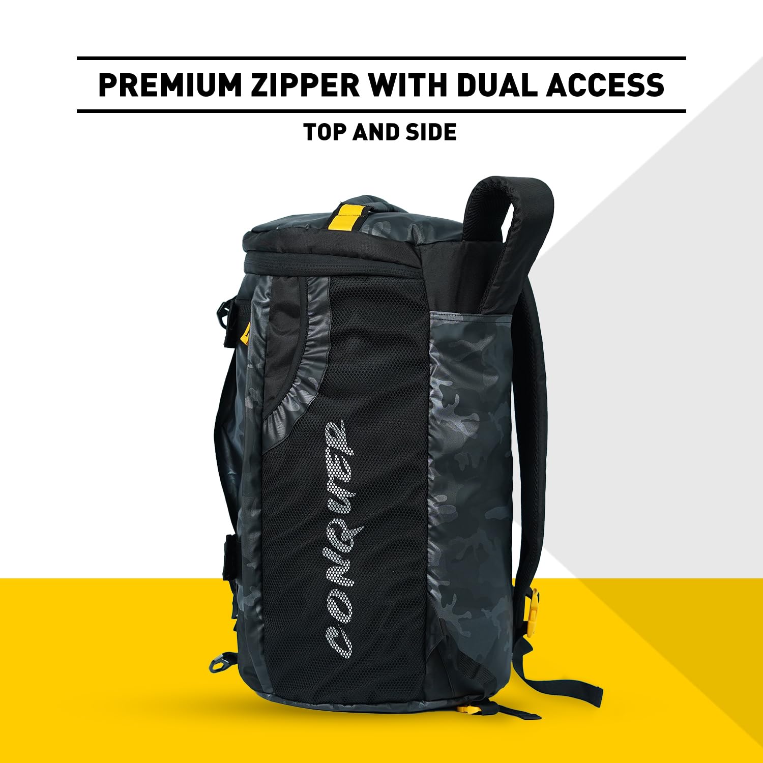 MuscleBlaze 40L Hybrid Gym Backpack, Convertible Duffel-to-Backpack, Water-Resistant - label detail (21)