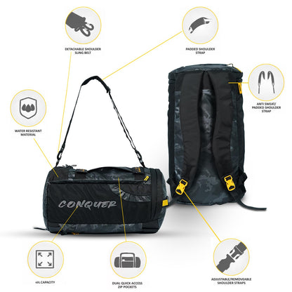 MuscleBlaze 40L Hybrid Gym Backpack, Convertible Duffel-to-Backpack, Water-Resistant - in use (24)