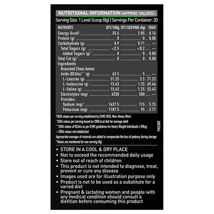 MuscleBlaze BCAA Pro Powder with Electrolytes, Zero Added Sugar, Intra-Workout Supplement - packaging