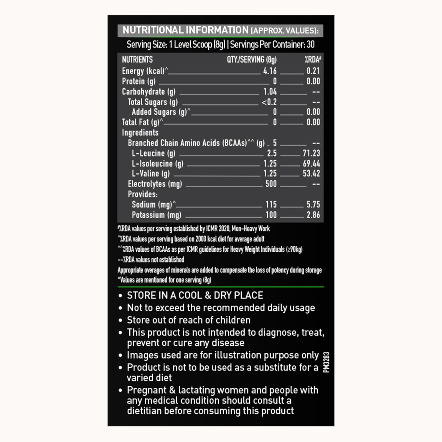 MuscleBlaze BCAA Pro Powder with Electrolytes, Zero Added Sugar, Intra-Workout Supplement - front view (9)