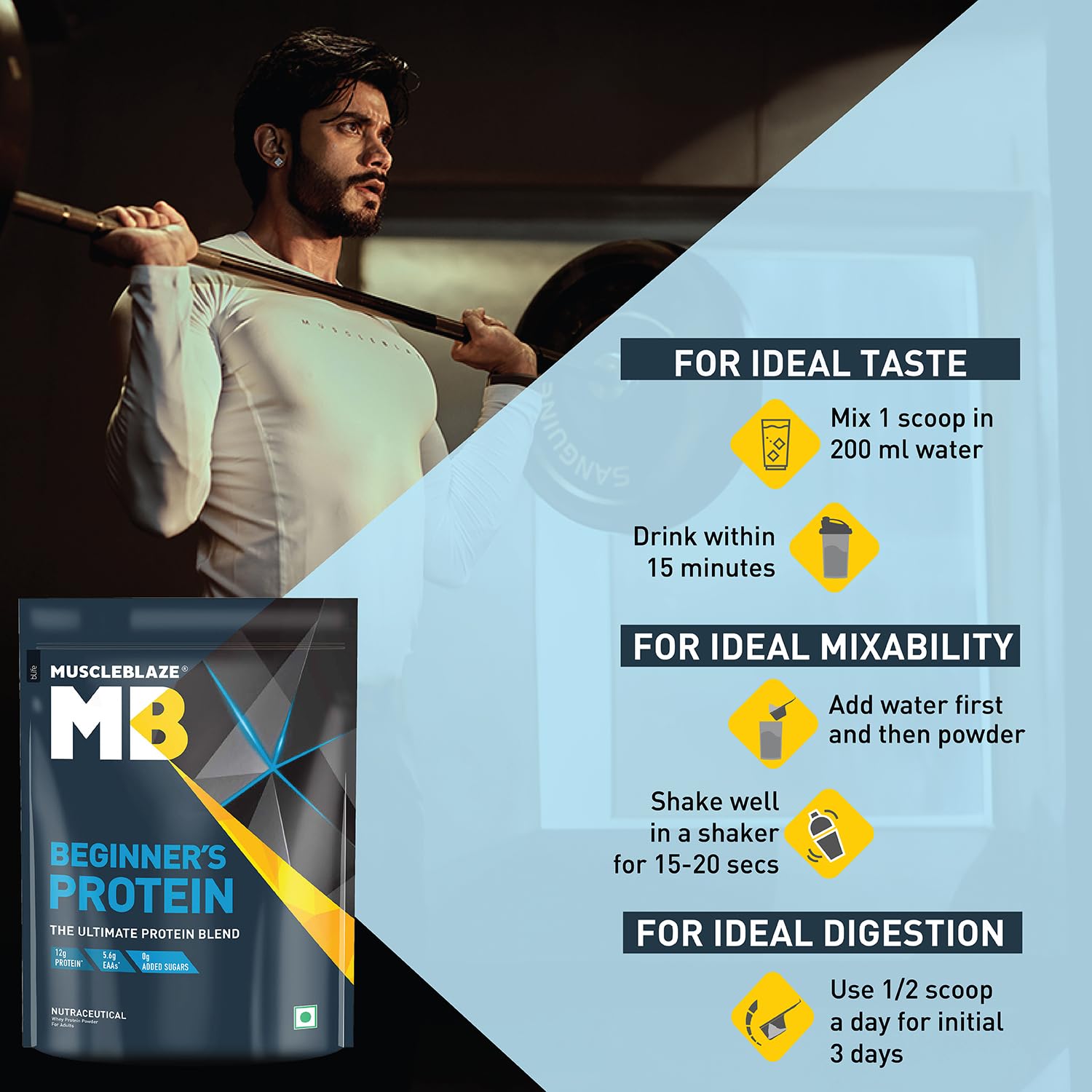 MuscleBlaze Beginner's Whey Protein Powder, Chocolate Flavor, Whey Protein Supplement - packaging (13)