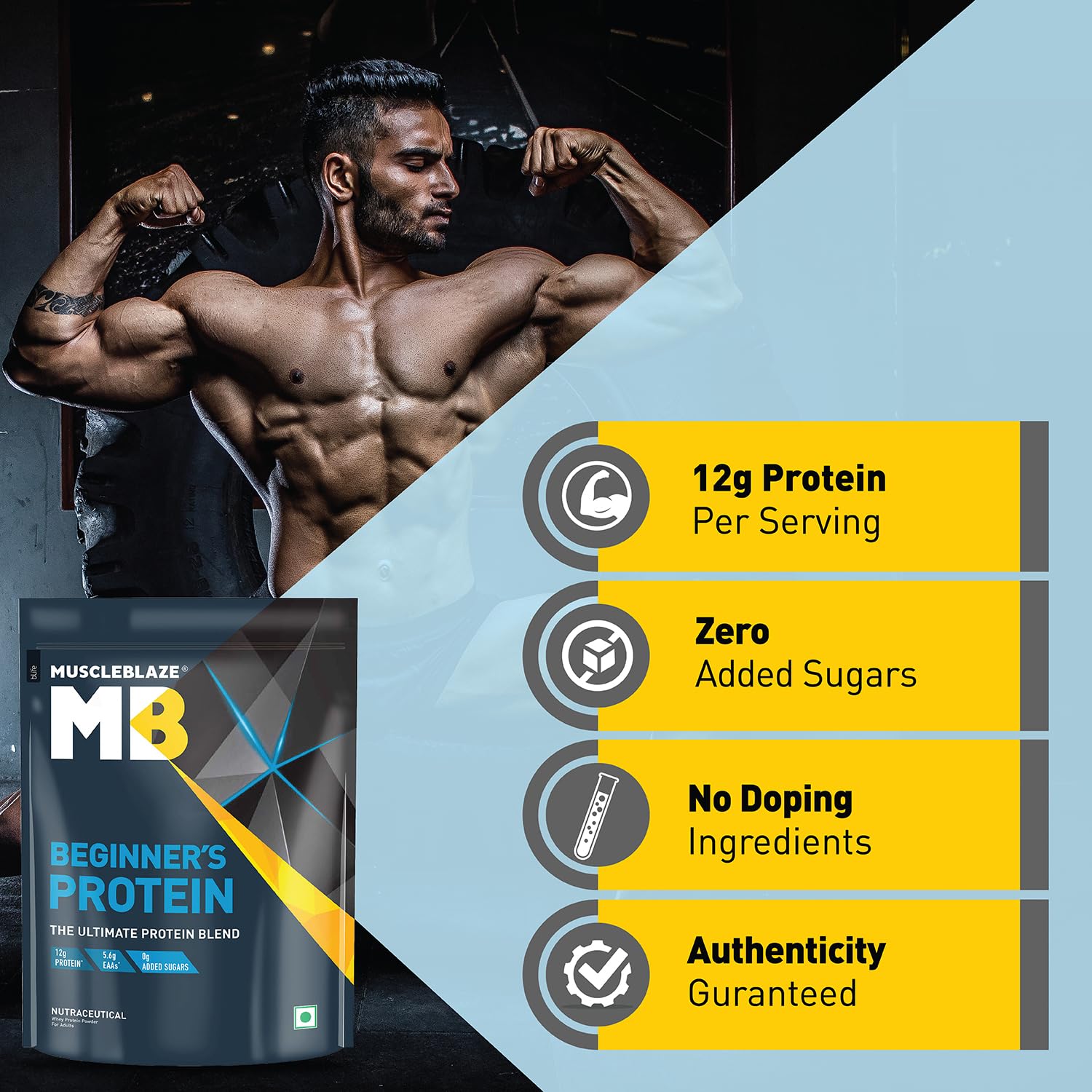 MuscleBlaze Beginner's Whey Protein Powder, Chocolate Flavor, Whey Protein Supplement - label detail (14)