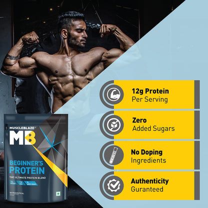 MuscleBlaze Beginner's Whey Protein Powder, Chocolate Flavor, Whey Protein Supplement - label detail (14)