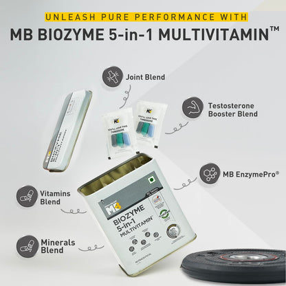 MuscleBlaze Biozyme Daily Multivitamin, 90 Tablets, 5-in-1 Formula with Vitamins, Minerals, Herbs - front view