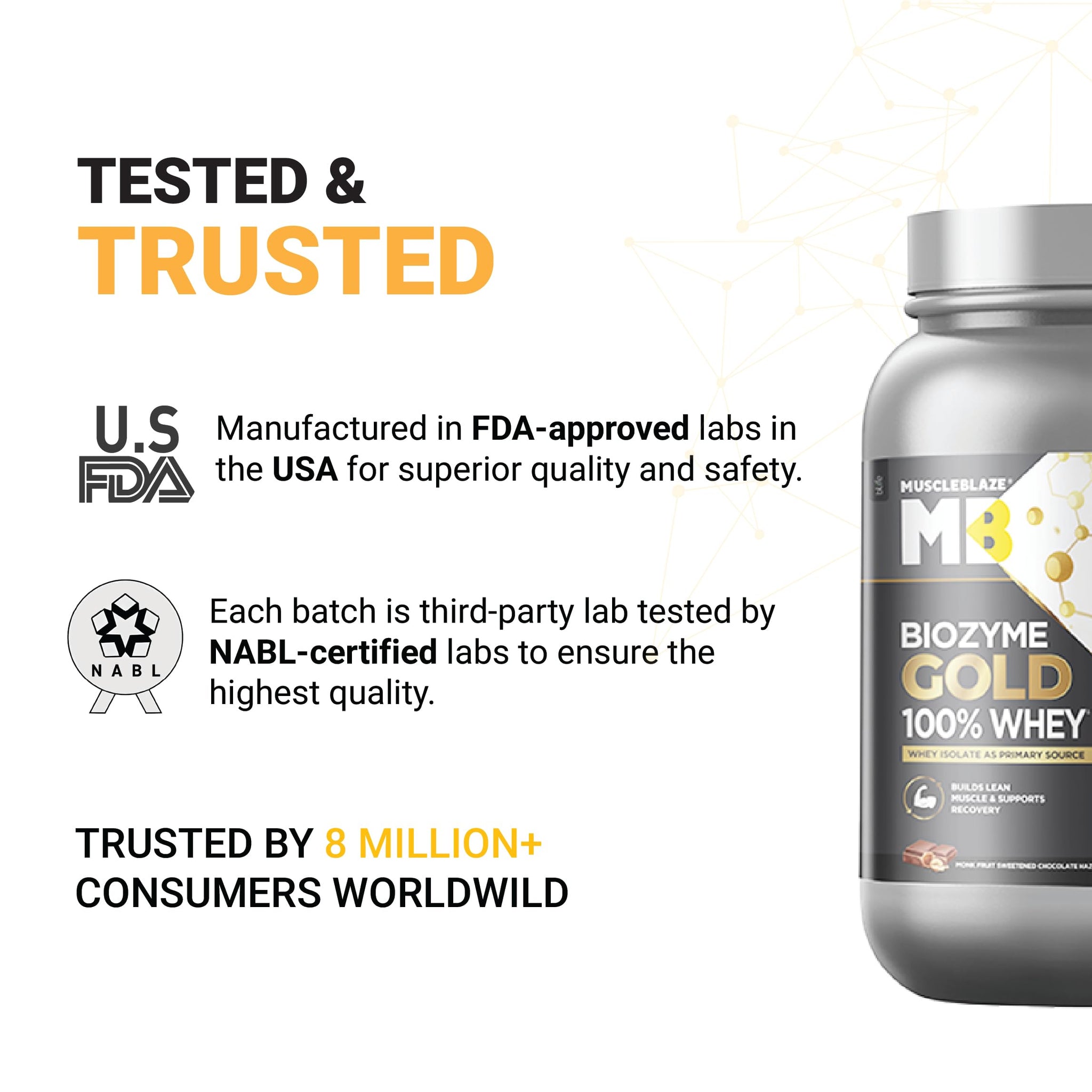MuscleBlaze Biozyme Gold 100% Whey Protein Powder, 1kg (2.2 lbs), Protein Supplement - label detail (13)