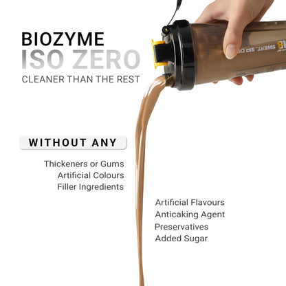 MuscleBlaze Biozyme Iso-Zero Low Carb Whey Protein Isolate Powder with EAF, Third Party Tested, Award Winning - label detail 