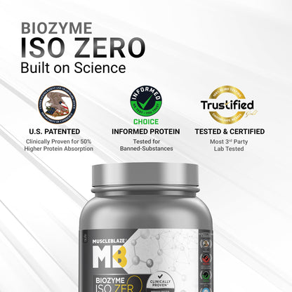 MuscleBlaze Biozyme Iso-Zero Low Carb Whey Protein Isolate Powder with EAF, Third Party Tested, Award Winning - packaging (45
