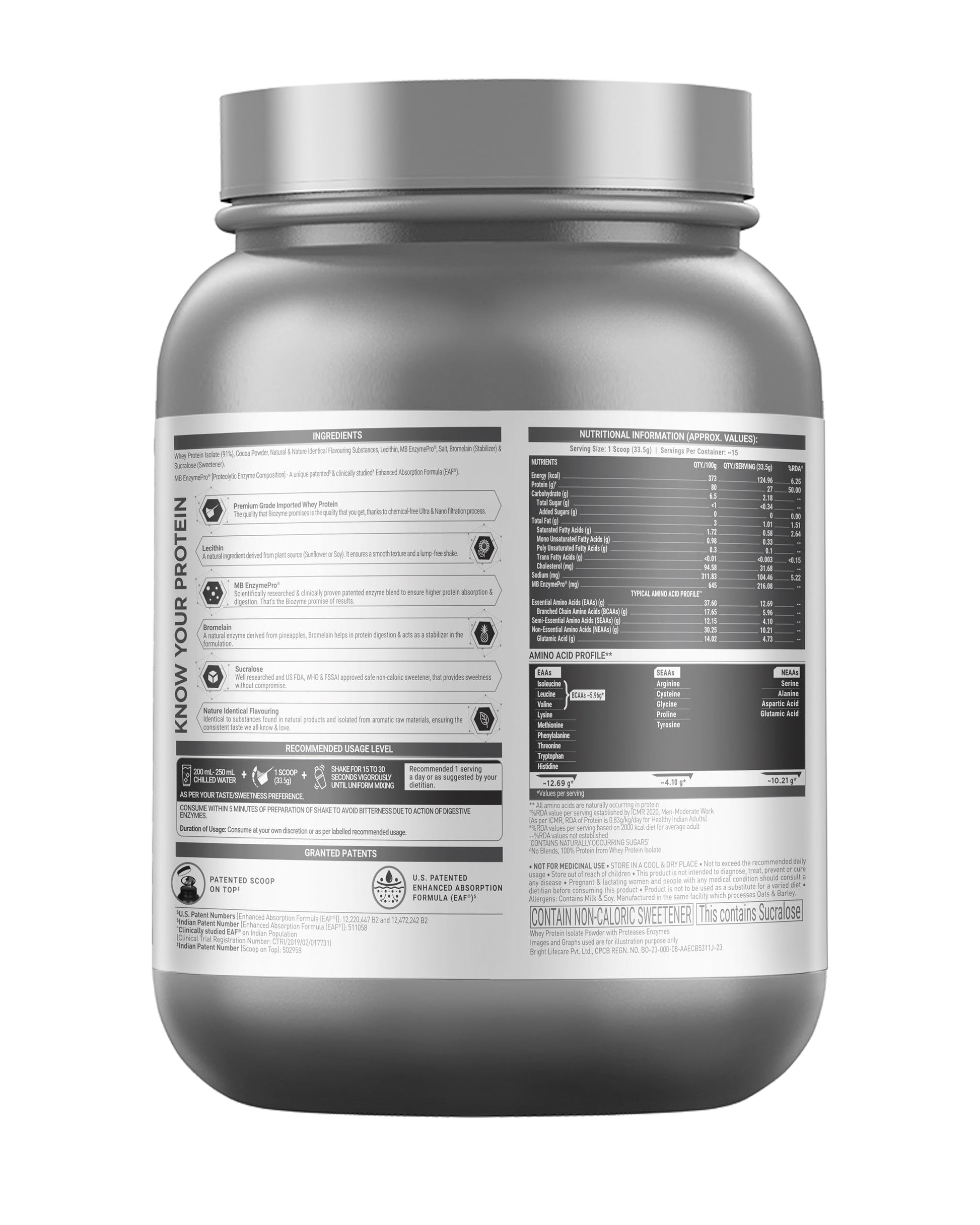 MuscleBlaze Biozyme Iso-Zero Low Carb Whey Protein Isolate Powder with EAF, Third Party Tested, Award Winning - in use (47)