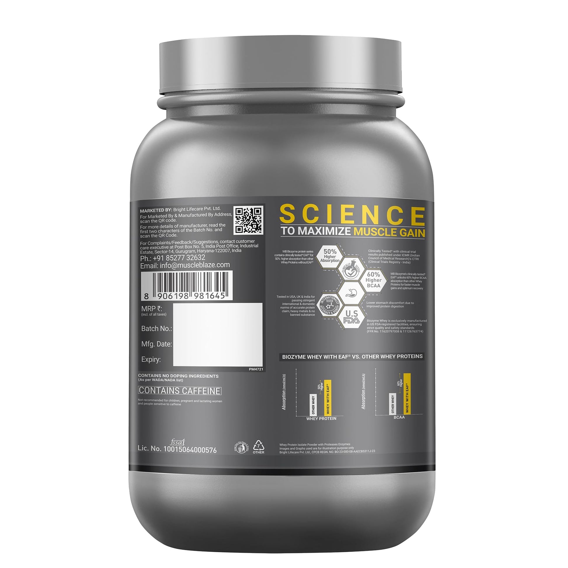 MuscleBlaze Biozyme Iso-Zero Low Carb Whey Protein Isolate Powder with EAF, Third Party Tested, Award Winning - in use