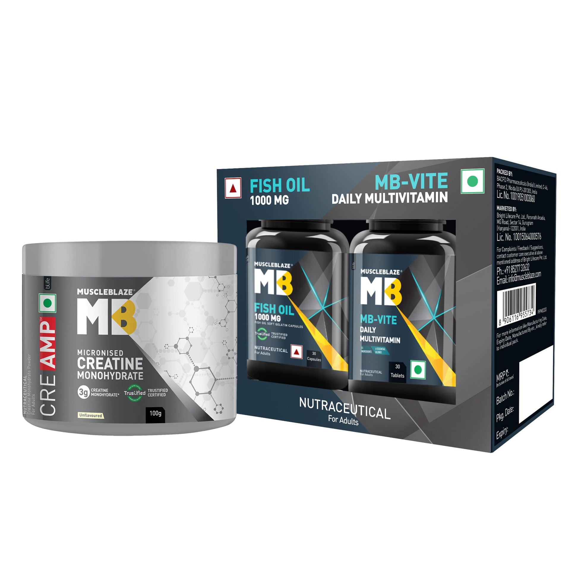 MuscleBlaze Biozyme Performance Whey Protein with Creatine Monohydrate, 1kg + 120g, Adult Unisex Nutritional Supplement (24)