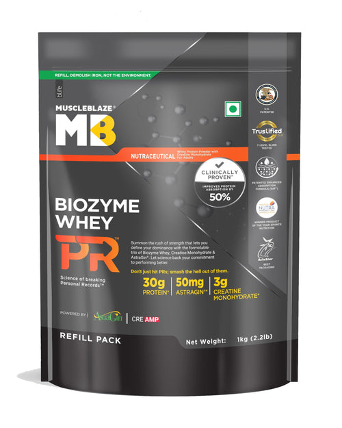 MuscleBlaze Biozyme Whey PR Protein Powder, Whey & Yeast Protein Blend, Patent-Applied Formula