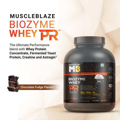 MuscleBlaze Biozyme Whey PR Protein Powder, Whey & Yeast Protein Blend, Patent-Applied Formula - front view (11)