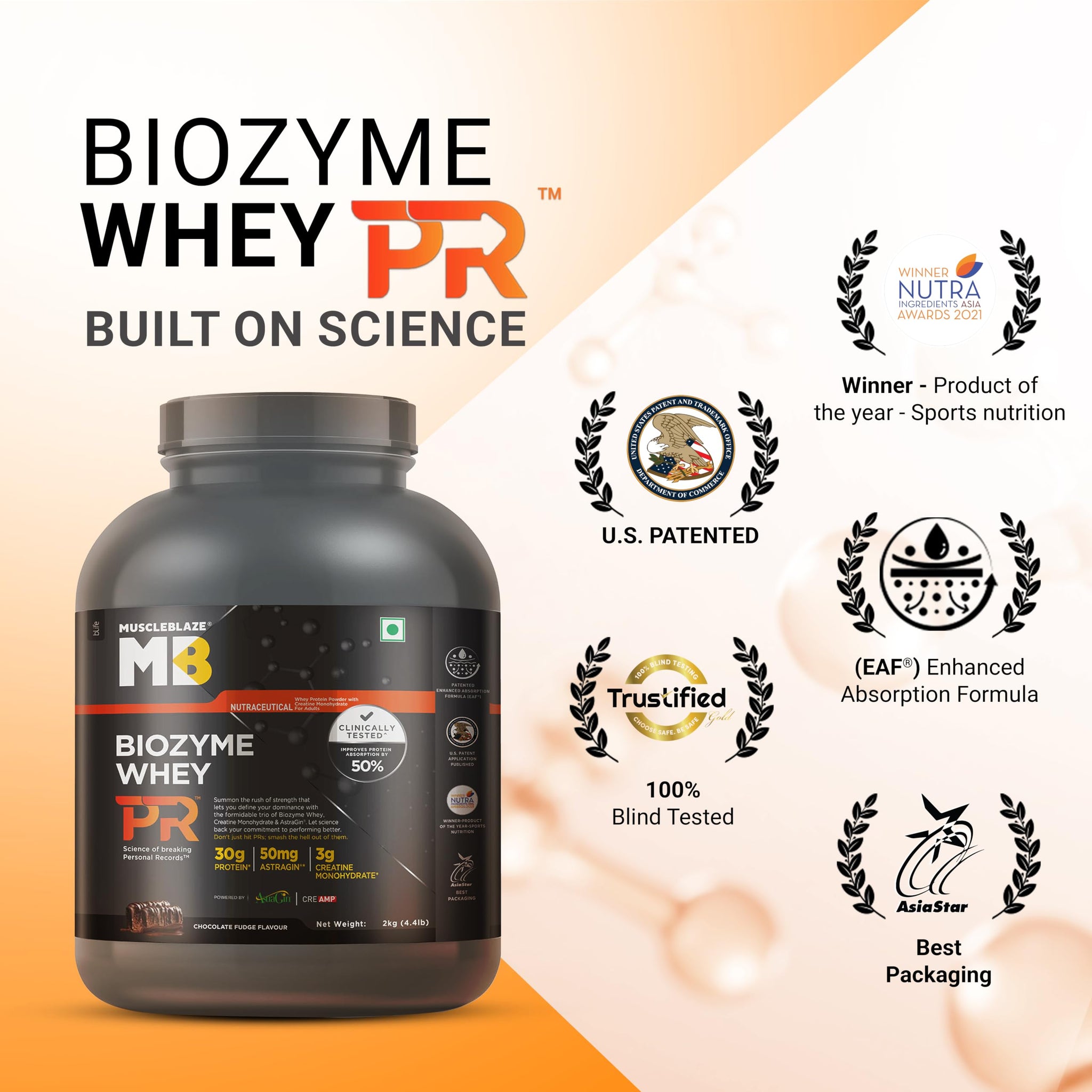 MuscleBlaze Biozyme Whey PR Protein Powder, Whey & Yeast Protein Blend, Patent-Applied Formula - ingredients panel (15)