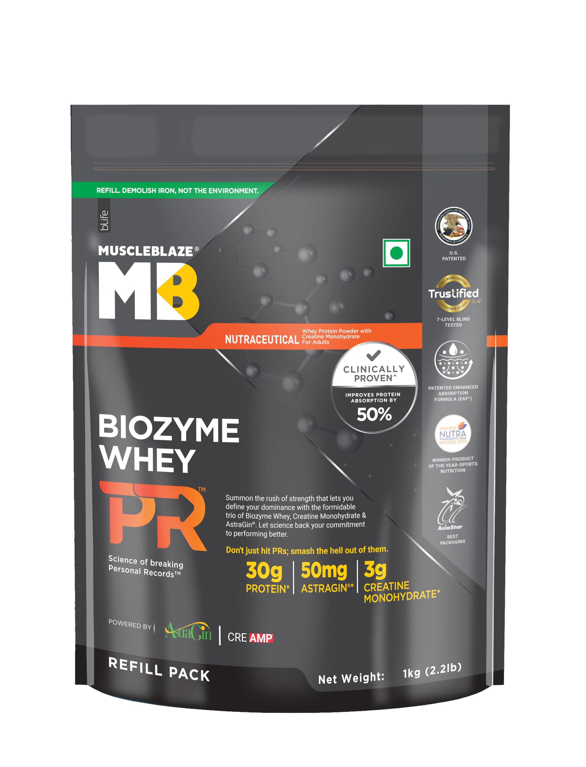 MuscleBlaze Biozyme Whey PR Protein Powder, Whey & Yeast Protein Blend, Patent-Applied Formula (19)