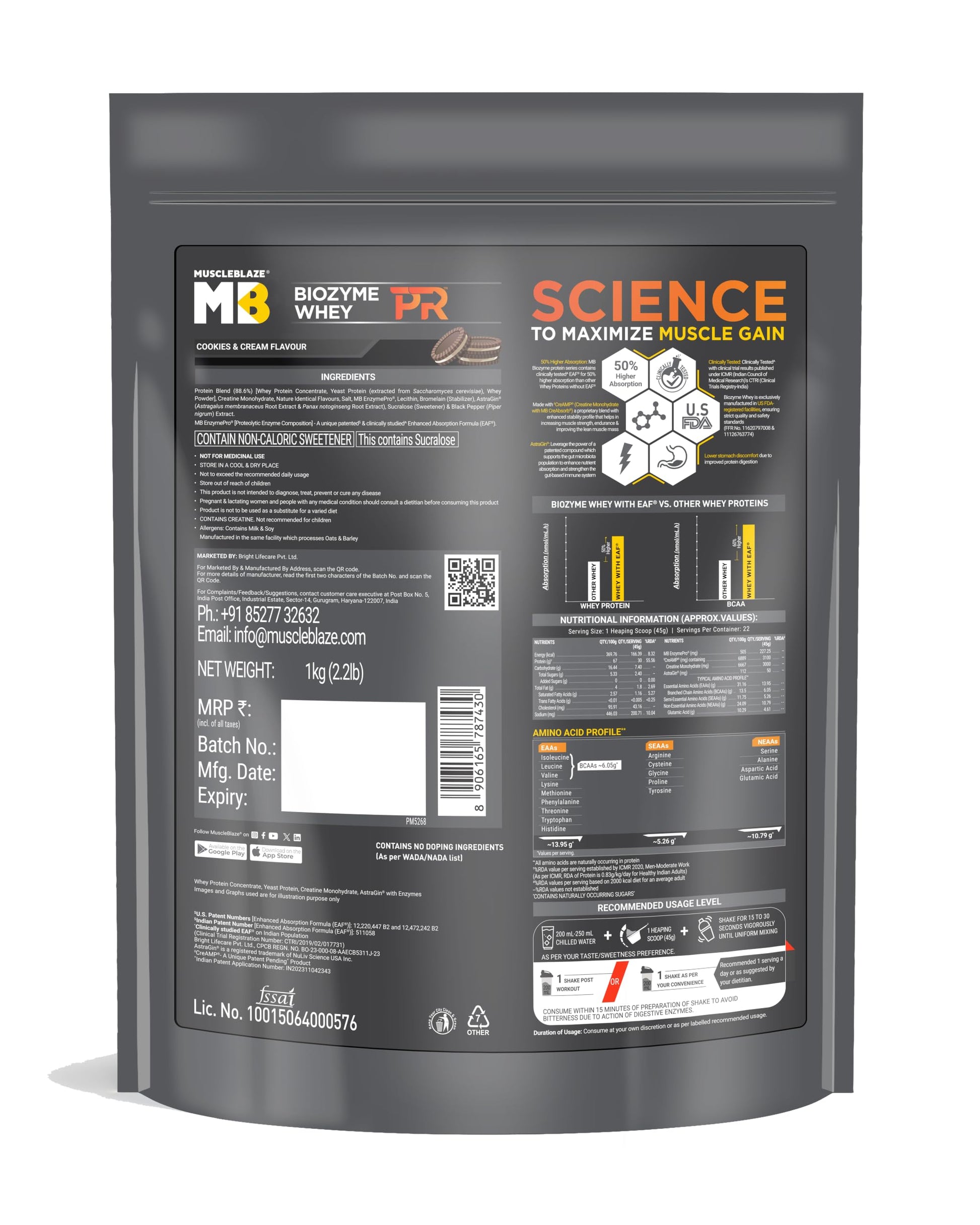 MuscleBlaze Biozyme Whey PR Protein Powder, Whey & Yeast Protein Blend, Patent-Applied Formula - in use (26)