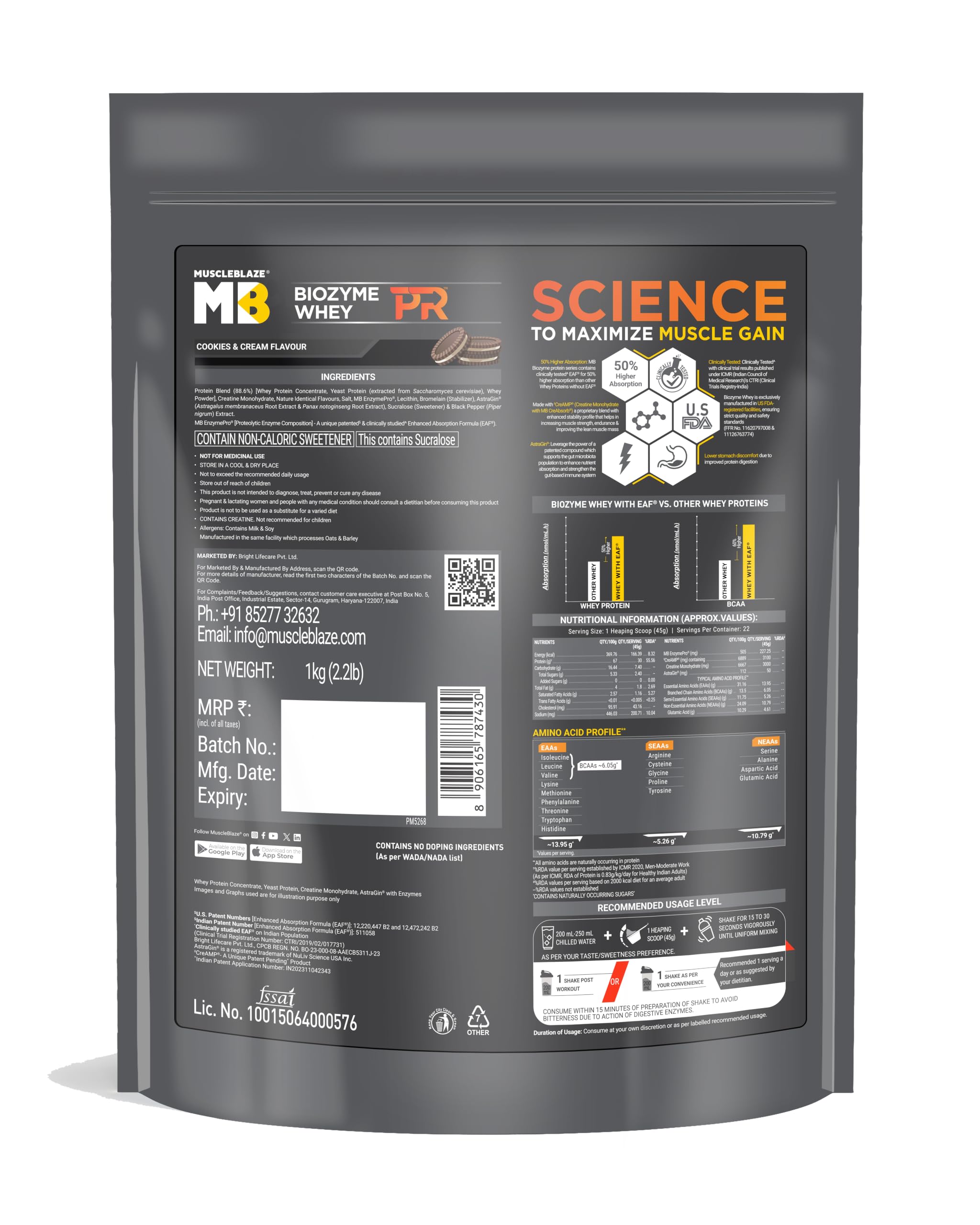 MuscleBlaze Biozyme Whey PR Protein Powder, Whey & Yeast Protein Blend, Patent-Applied Formula - in use (26)