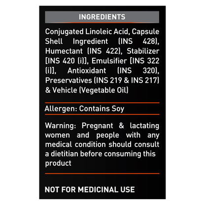 MuscleBlaze CLA 1000mg Conjugated Linoleic Acid Nutritional Supplement, 90 Softgel Capsules, Adult Unisex - packaging