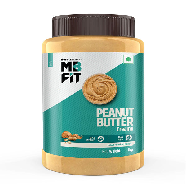 MuscleBlaze Classic Peanut Butter with Flaxseed, Omega 3 & 6, 1 kg, 26g Protein, No Trans Fat