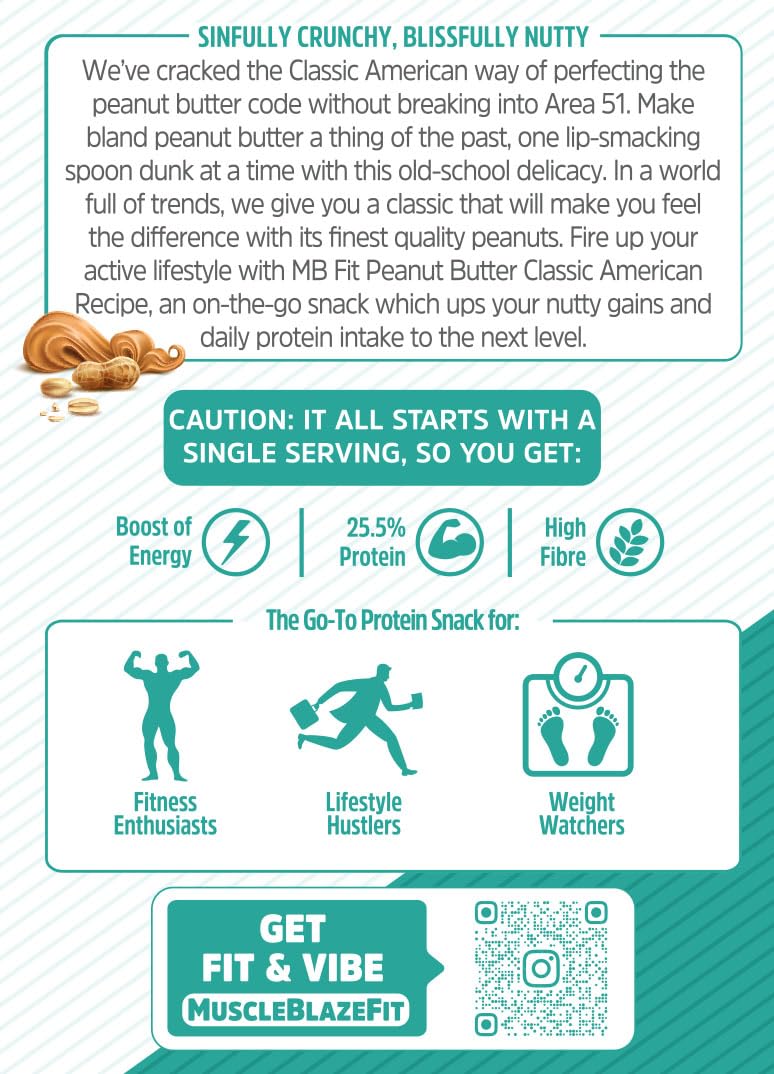 MuscleBlaze Classic Peanut Butter with Flaxseed, Omega 3 & 6, 1 kg, 26g Protein, No Trans Fat - ingredients panel (13)