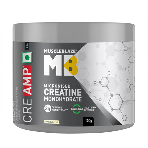 MuscleBlaze CreAMP Creatine Monohydrate Powder, Unflavored, Micronized with MB CreAbsorb