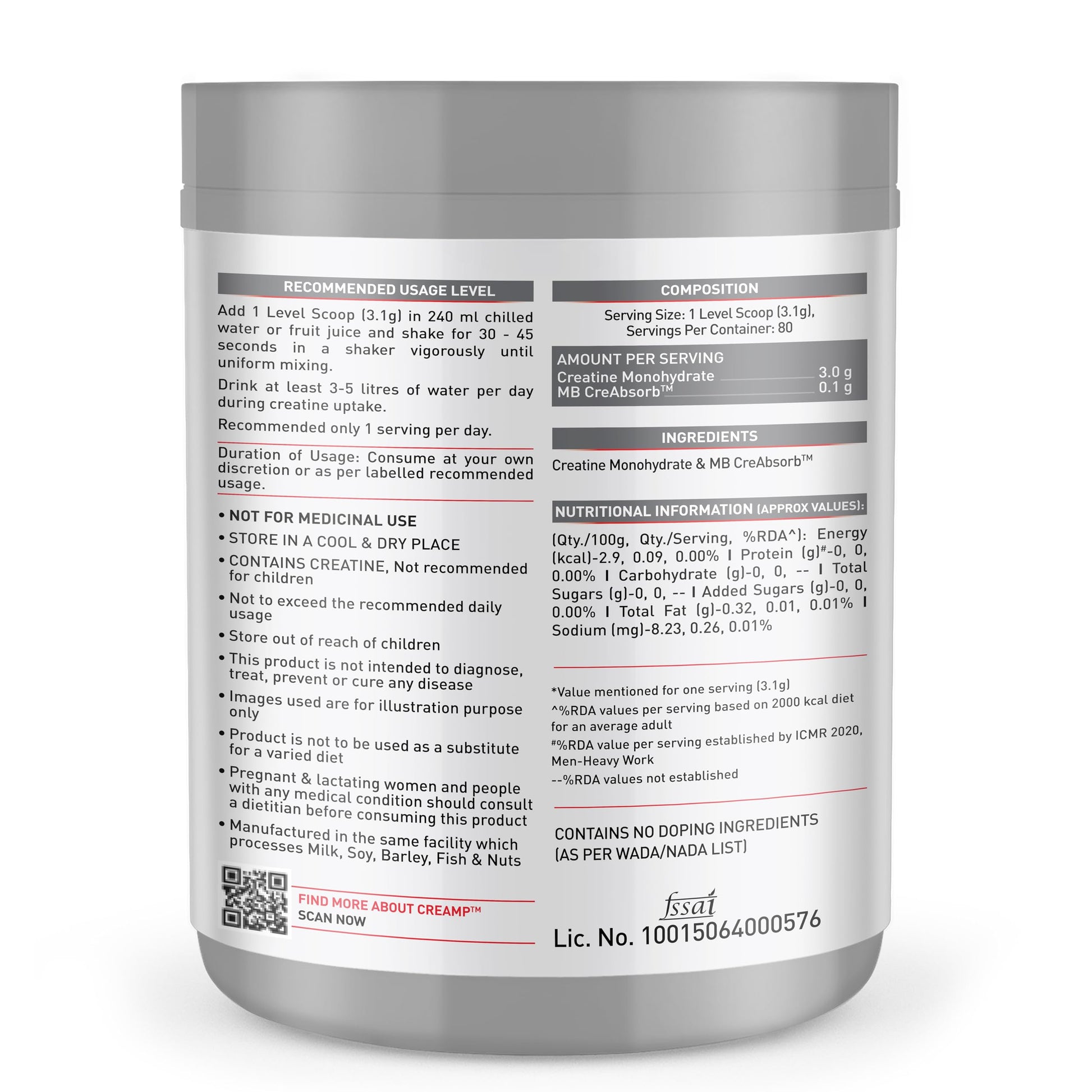 MuscleBlaze CreAMP Creatine Monohydrate Powder, Unflavored, Micronized with MB CreAbsorb - close-up detail (16)