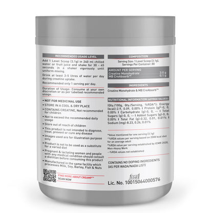MuscleBlaze CreAMP Creatine Monohydrate Powder, Unflavored, Micronized with MB CreAbsorb - close-up detail (16)
