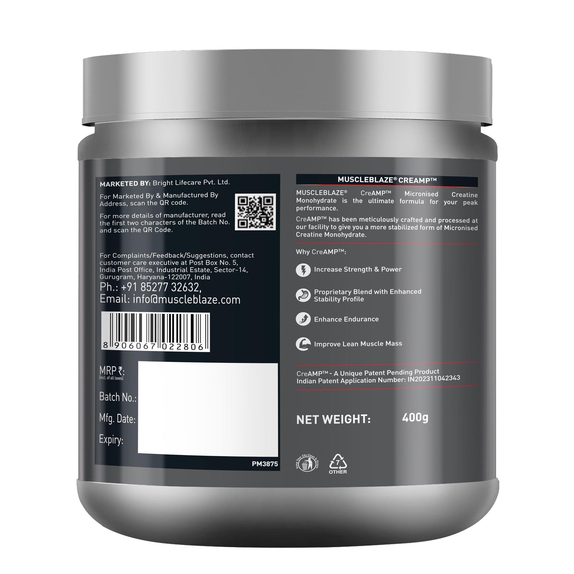 MuscleBlaze CreAMP Creatine Monohydrate Powder, Unflavored, Micronized with MB CreAbsorb - in use (27)