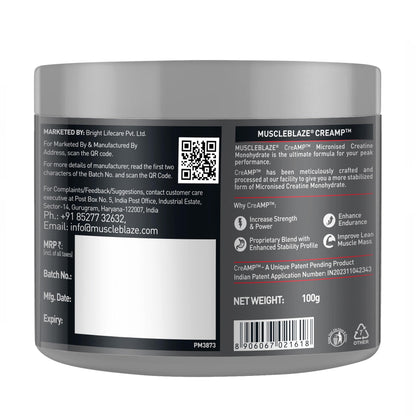 MuscleBlaze CreAMP Creatine Monohydrate Powder, Unflavored, Micronized with MB CreAbsorb - close-up detail