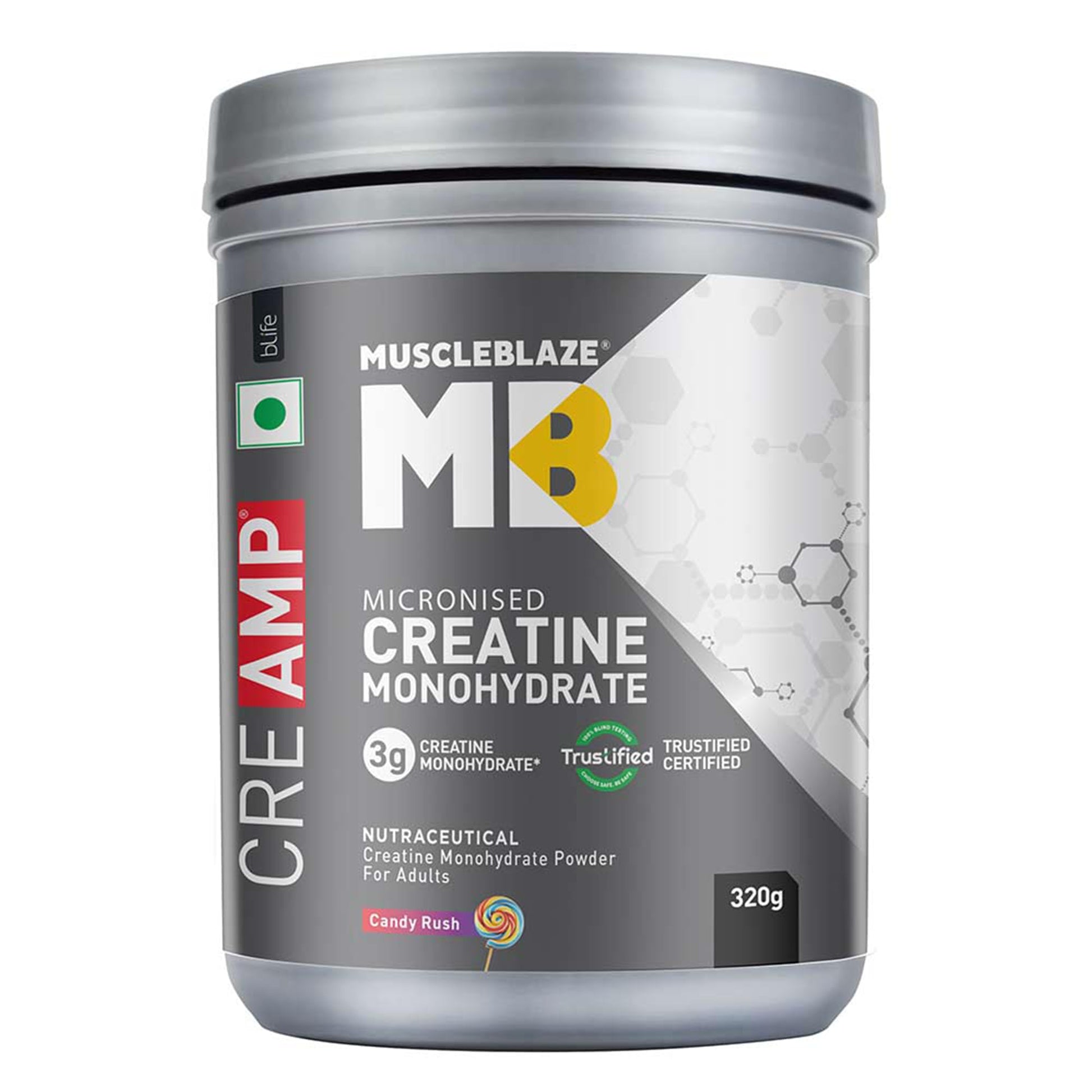 MuscleBlaze CreAMP Micronised Creatine Monohydrate Powder, 120g, Unisex Adult Nutritional Supplement (10)