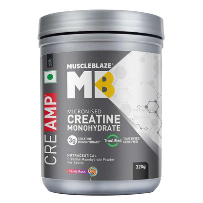 MuscleBlaze CreAMP Micronised Creatine Monohydrate Powder, 120g, Unisex Adult Nutritional Supplement (10)