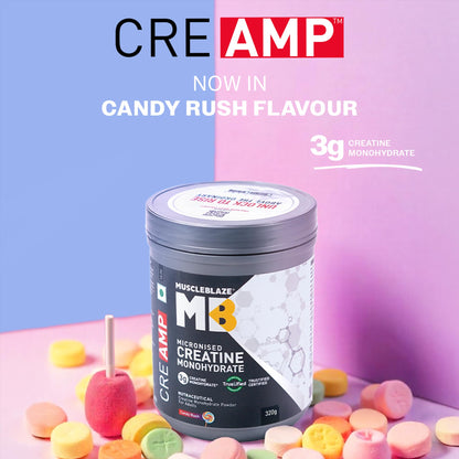 MuscleBlaze CreAMP Micronised Creatine Monohydrate Powder, 120g, Unisex Adult Nutritional Supplement - front view (11)