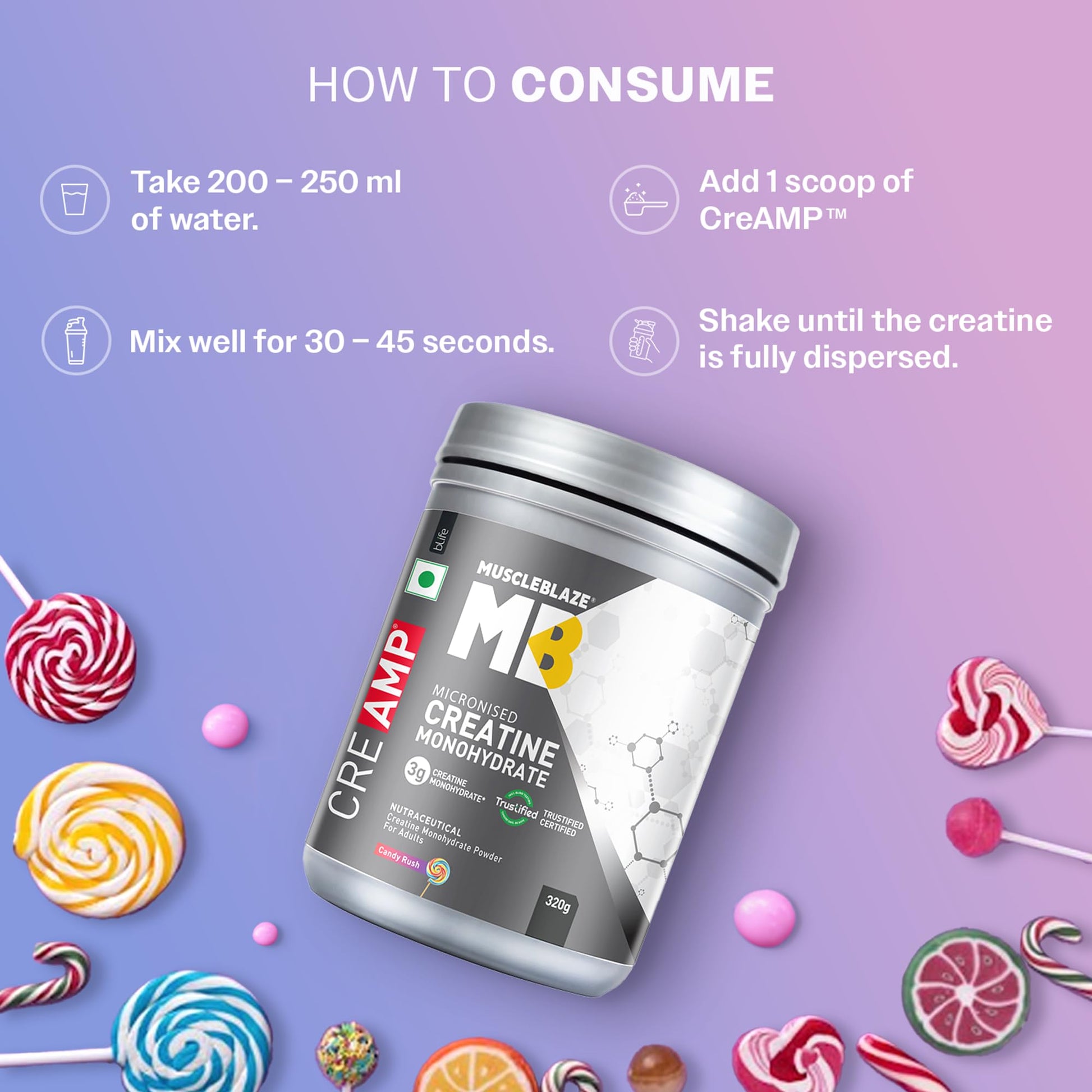 MuscleBlaze CreAMP Micronised Creatine Monohydrate Powder, 120g, Unisex Adult Nutritional Supplement - packaging (13)