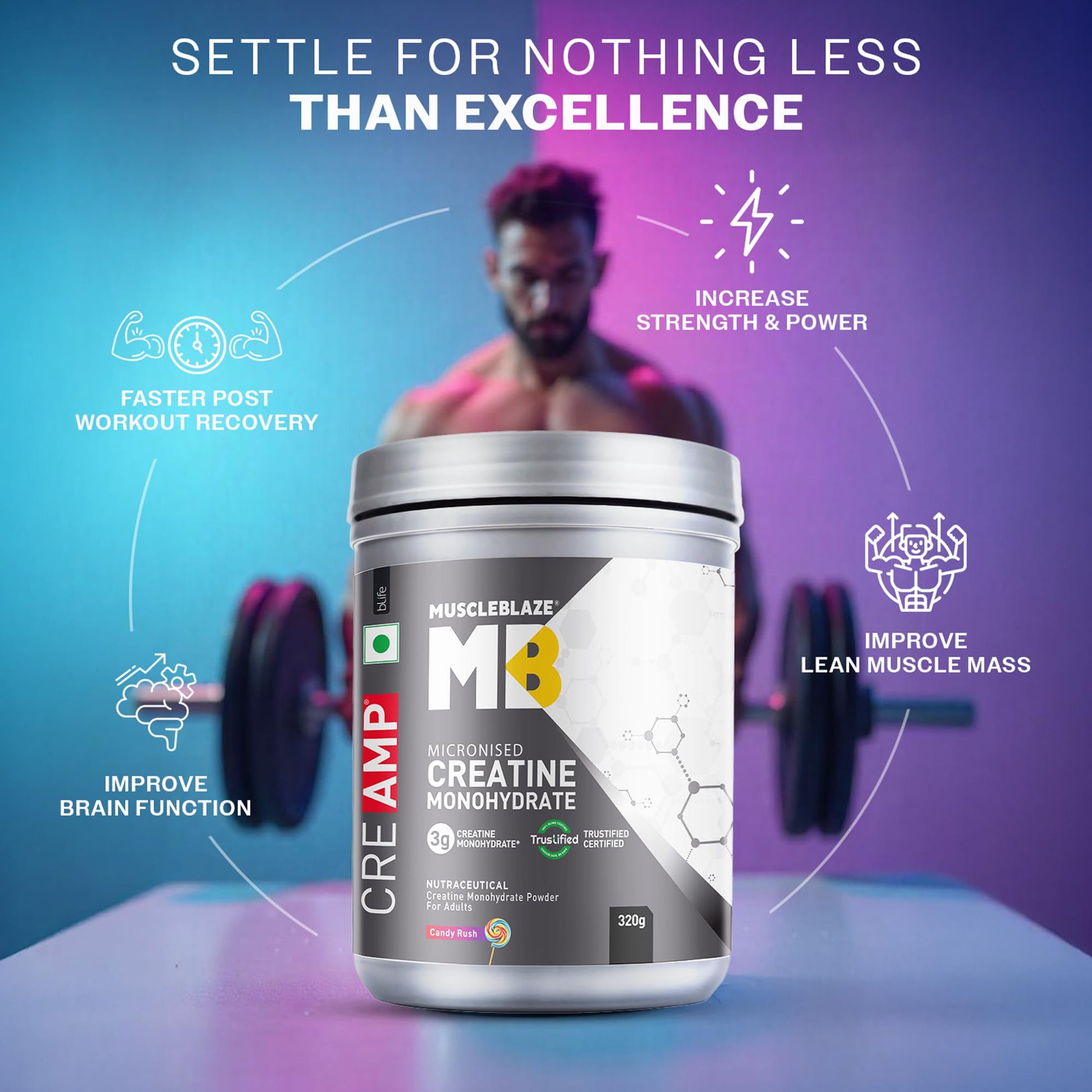 MuscleBlaze CreAMP Micronised Creatine Monohydrate Powder, 120g, Unisex Adult Nutritional Supplement - ingredients panel (15)