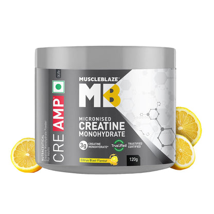 MuscleBlaze CreAMP Micronised Creatine Monohydrate Powder, 120g, Unisex Adult Nutritional Supplement (18)