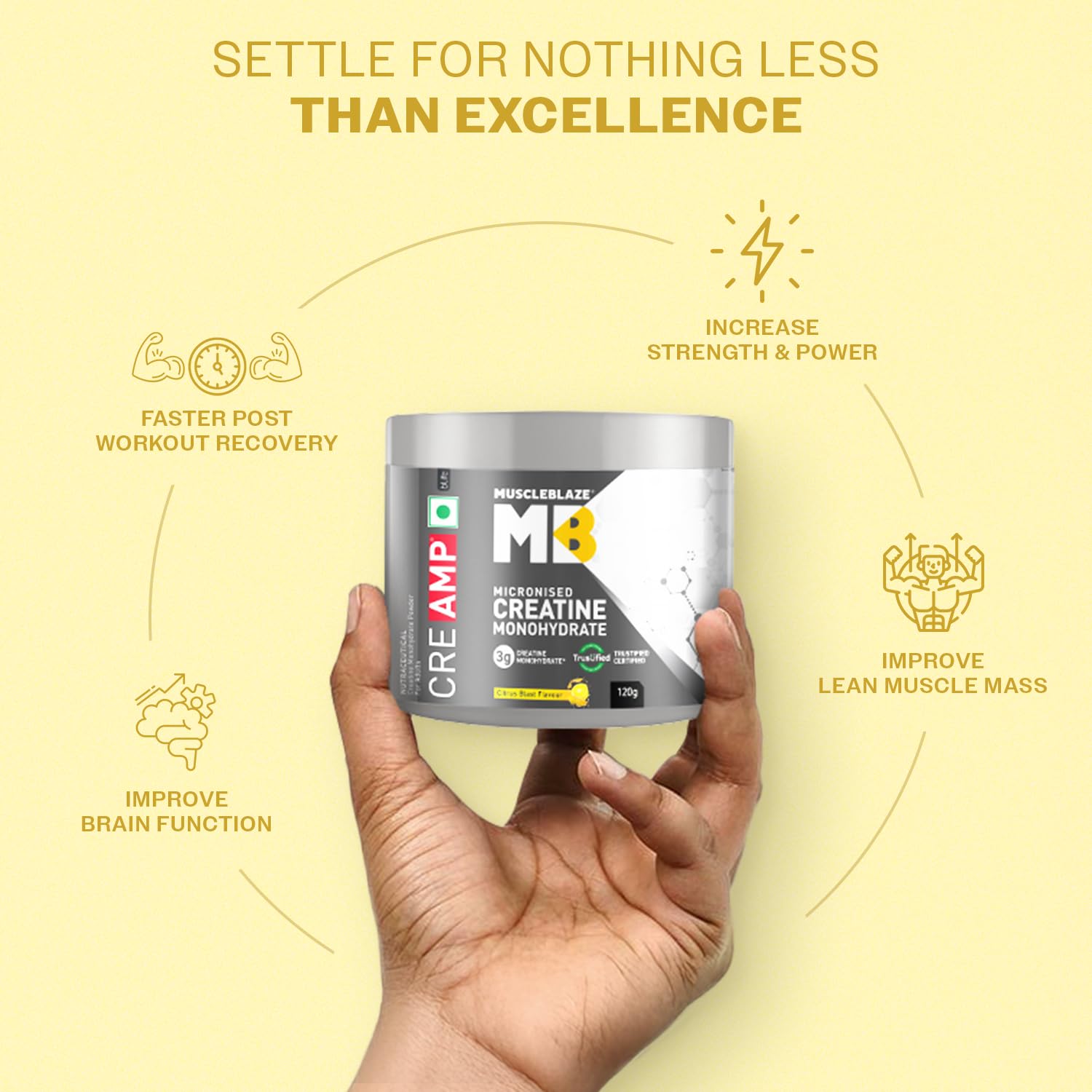 MuscleBlaze CreAMP Micronised Creatine Monohydrate Powder, 120g, Unisex Adult Nutritional Supplement - ingredients panel (22)