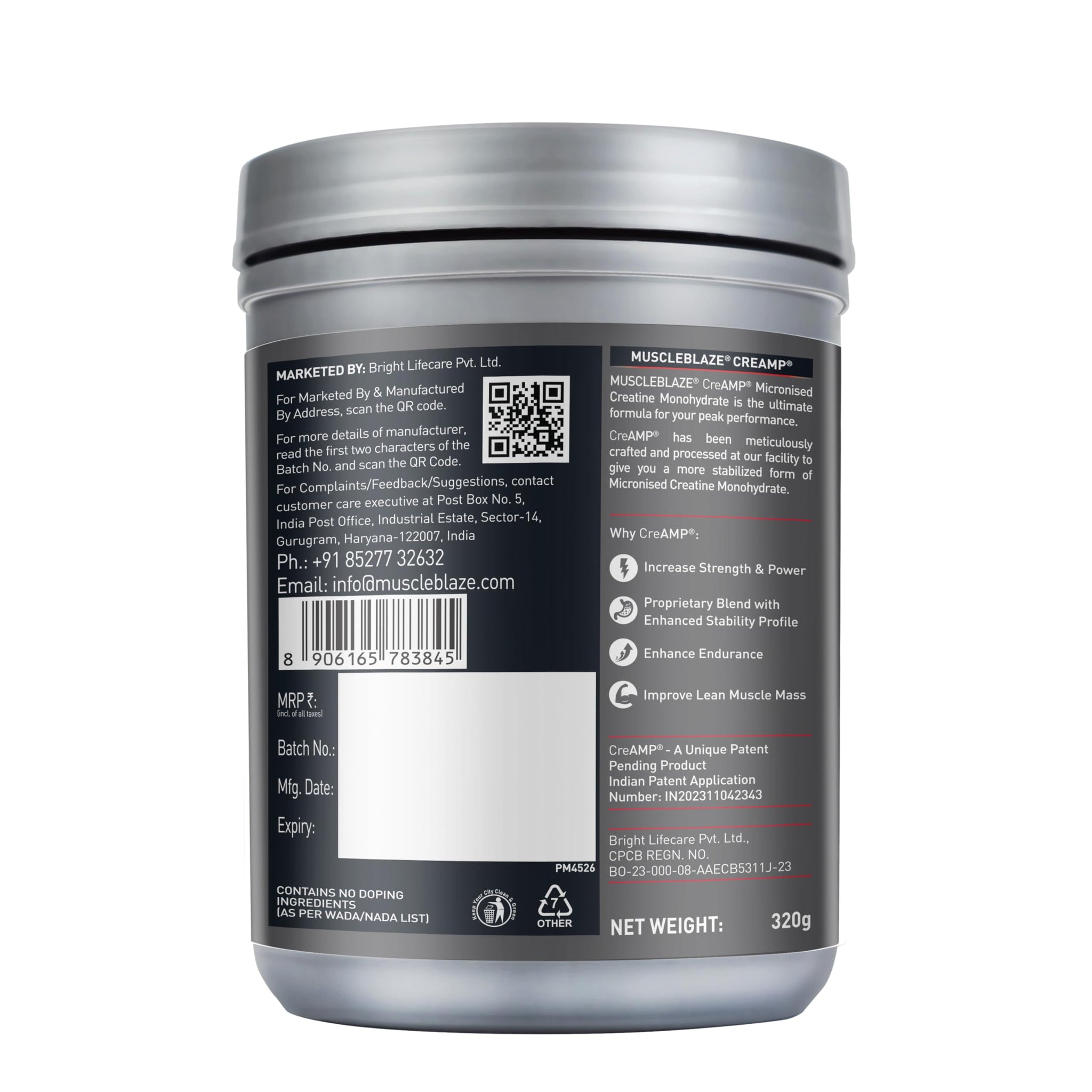 MuscleBlaze CreAMP Micronised Creatine Monohydrate Powder, 120g, Unisex Adult Nutritional Supplement - in use (33)