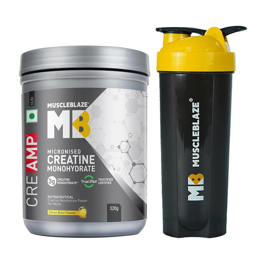MuscleBlaze CreAMP Micronised Creatine Monohydrate Powder, 120g, Unisex Adult Nutritional Supplement (35)