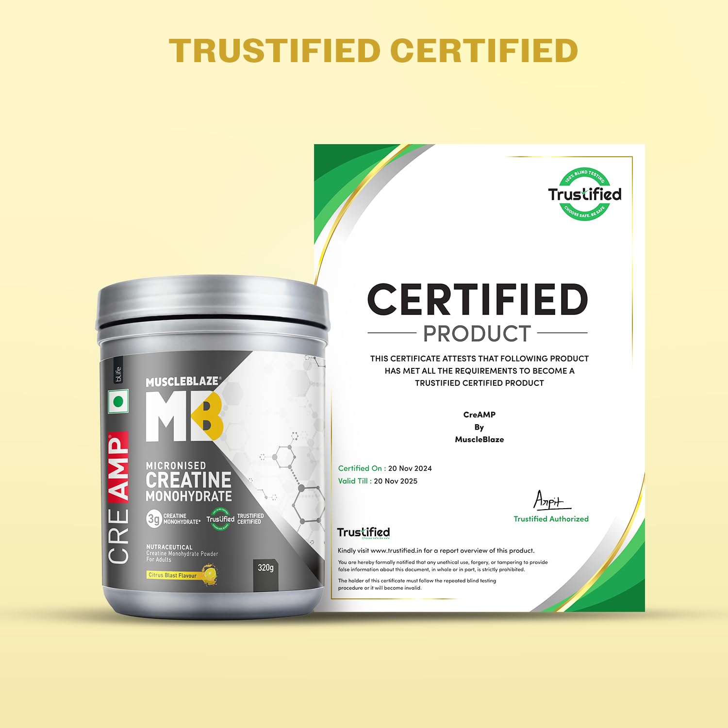 MuscleBlaze CreAMP Micronised Creatine Monohydrate Powder, 120g, Unisex Adult Nutritional Supplement - label detail (36)