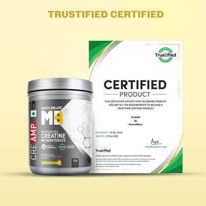 MuscleBlaze CreAMP Micronised Creatine Monohydrate Powder, 120g, Unisex Adult Nutritional Supplement - label detail (36)