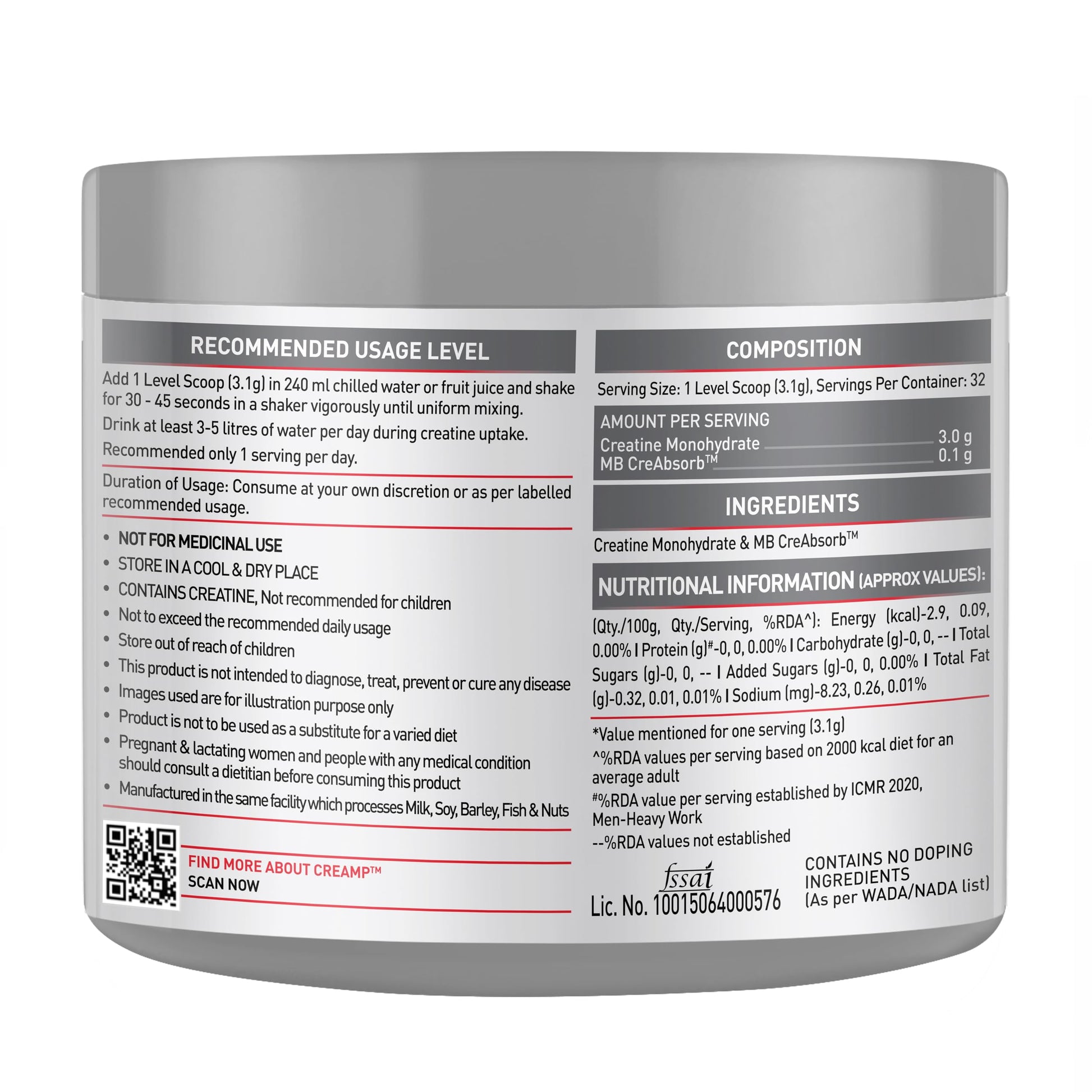 MuscleBlaze CreAMP Micronised Creatine Monohydrate Powder, 120g, Unisex Adult Nutritional Supplement - in use (39)