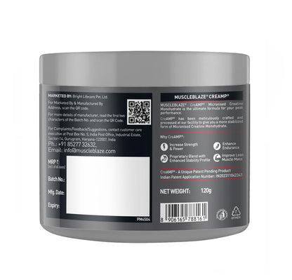 MuscleBlaze CreAMP Micronised Creatine Monohydrate Powder, 4g Per Serving, Adult Unisex Nutritional Supplement - close-up det