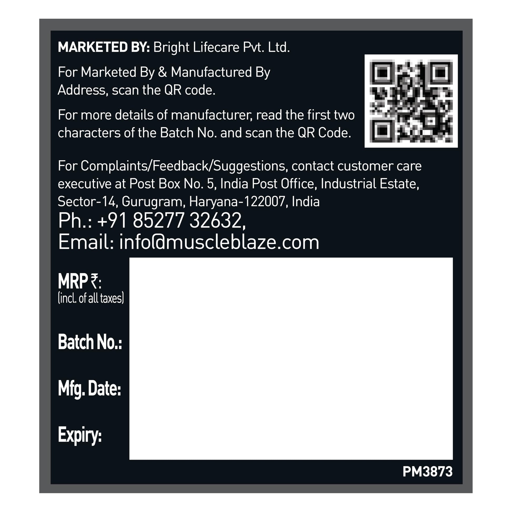 MuscleBlaze CreAMP Micronised Creatine Monohydrate Powder, 4g Per Serving, Adult Unisex Nutritional Supplement - label detail