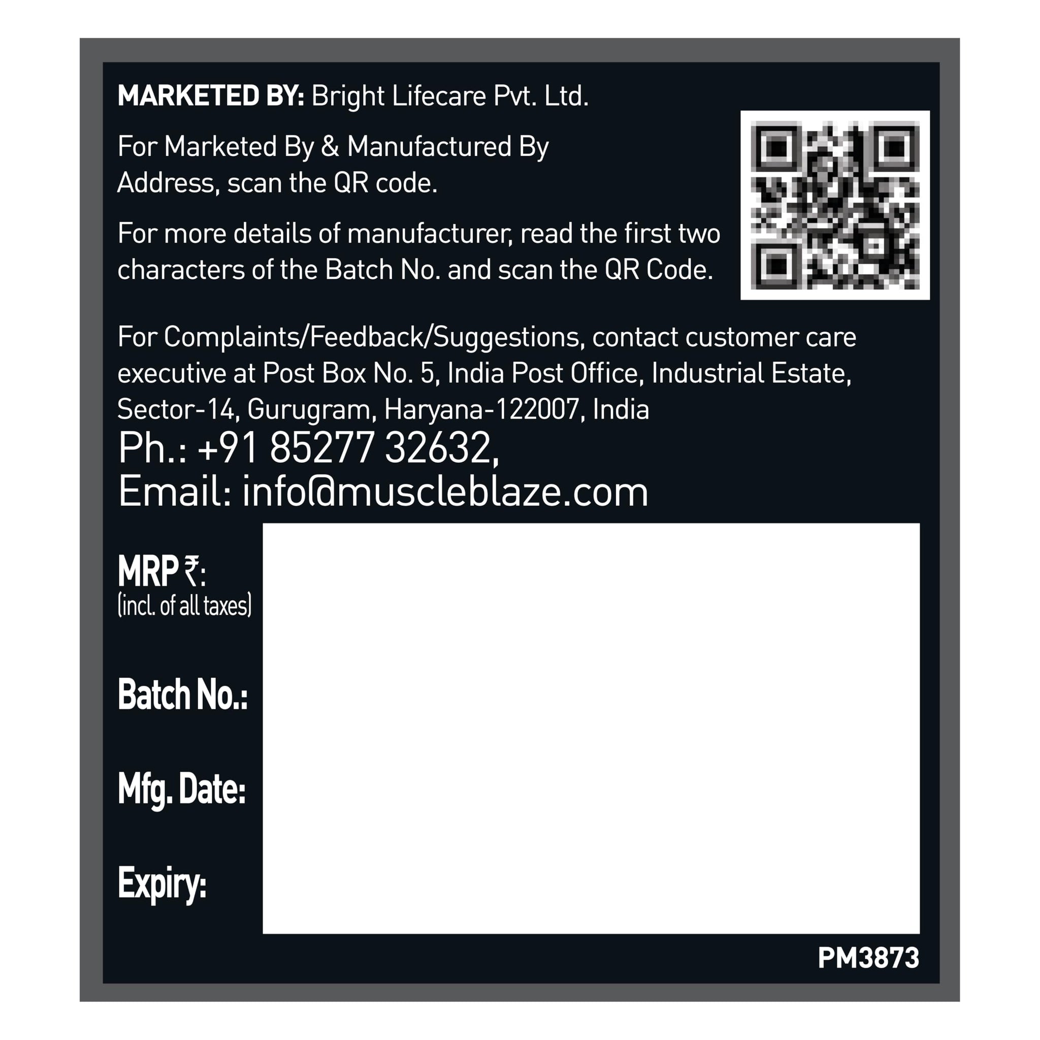 MuscleBlaze CreAMP Micronised Creatine Monohydrate Powder, 4g Per Serving, Adult Unisex Nutritional Supplement - label detail