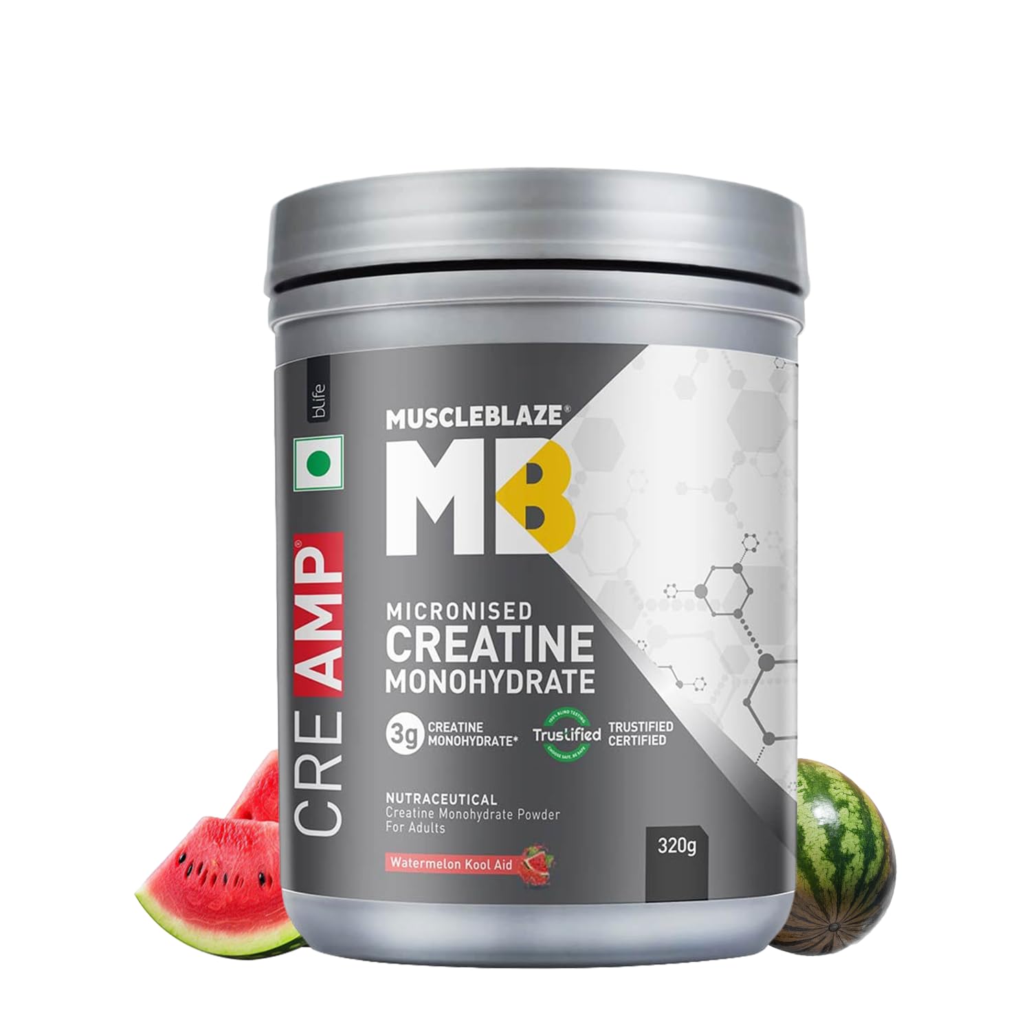 MuscleBlaze CreAMP Micronised Creatine Monohydrate Powder, 4g Per Serving, Adult Unisex Nutritional Supplement (24)