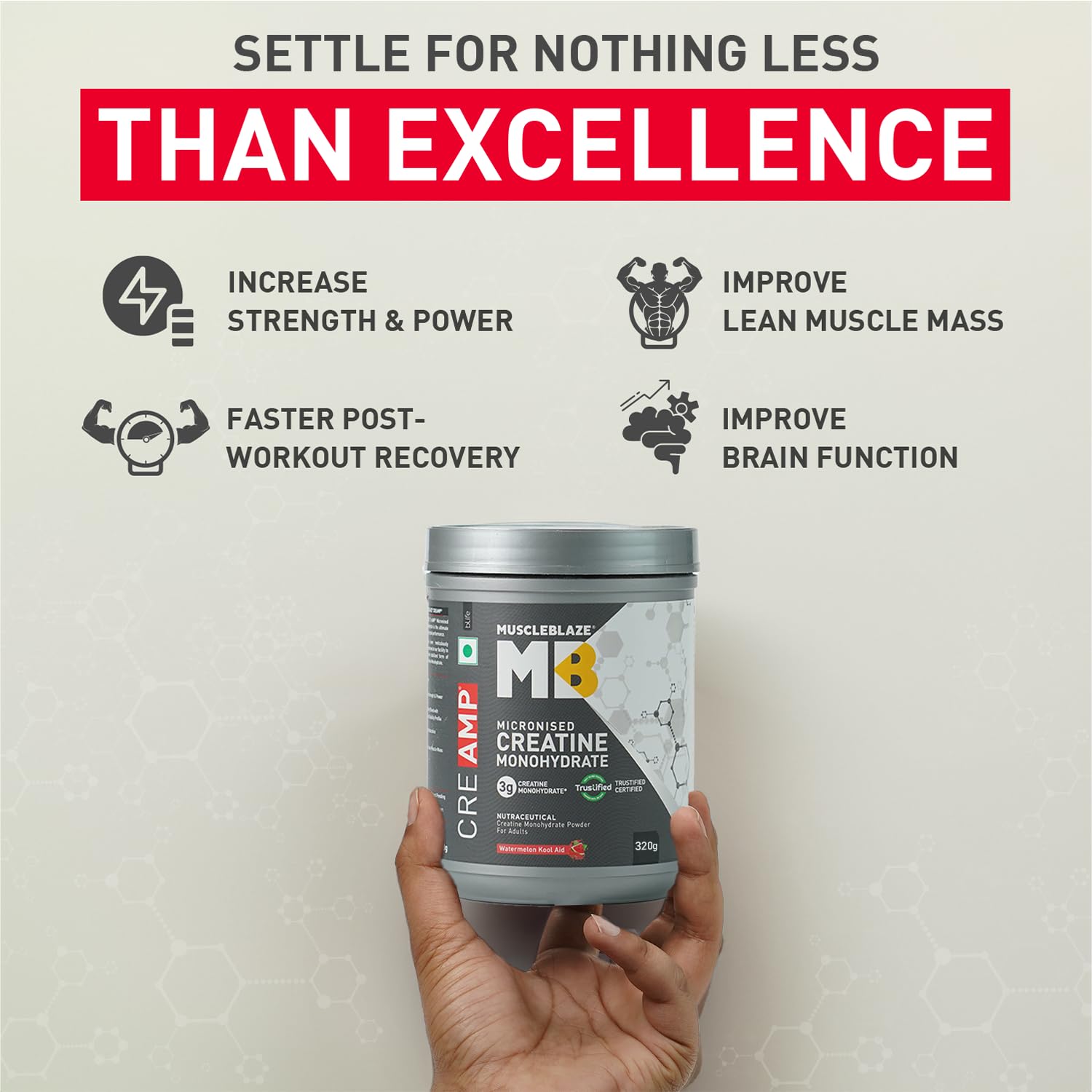 MuscleBlaze CreAMP Micronised Creatine Monohydrate Powder, 4g Per Serving, Adult Unisex Nutritional Supplement - packaging (2