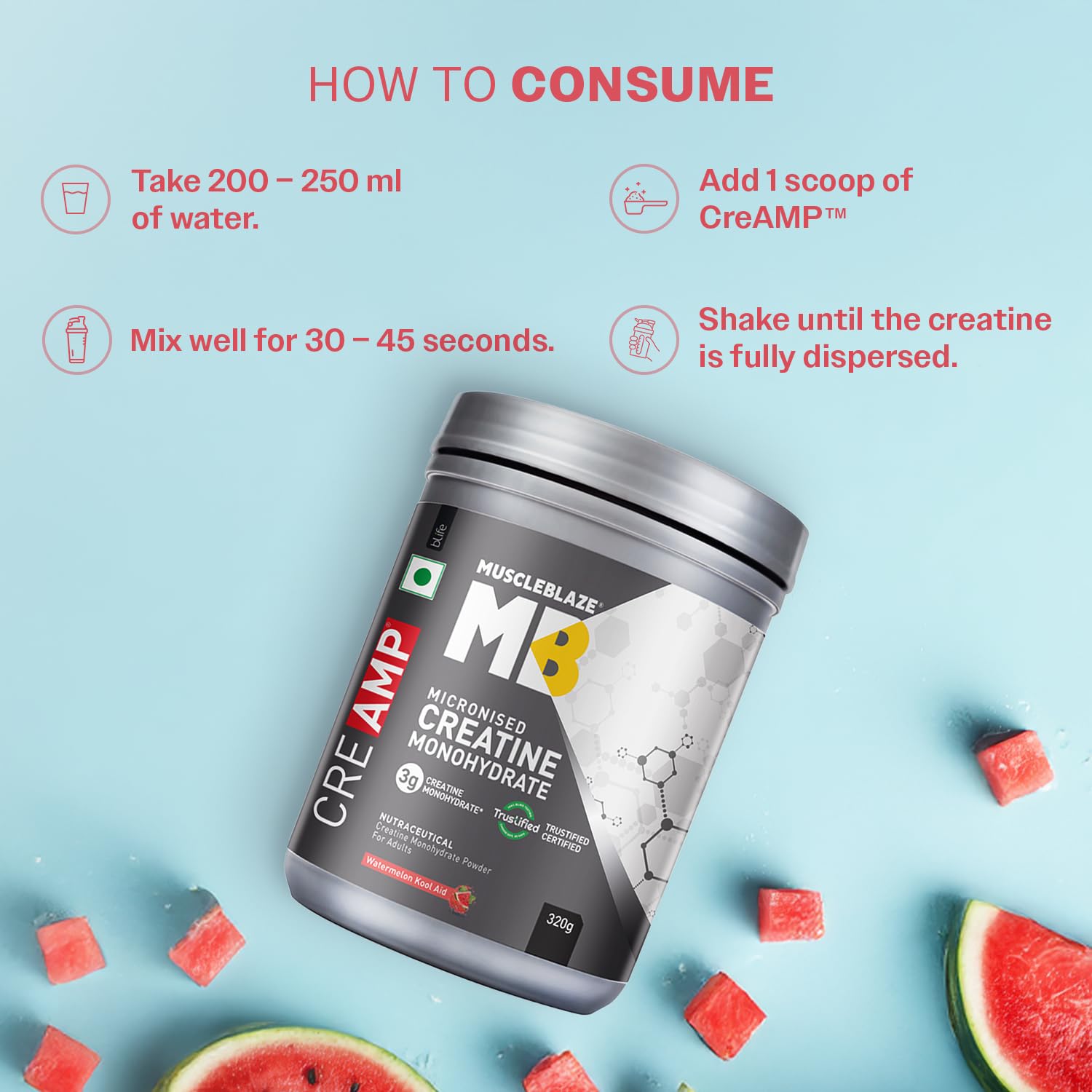 MuscleBlaze CreAMP Micronised Creatine Monohydrate Powder, 4g Per Serving, Adult Unisex Nutritional Supplement - ingredients 