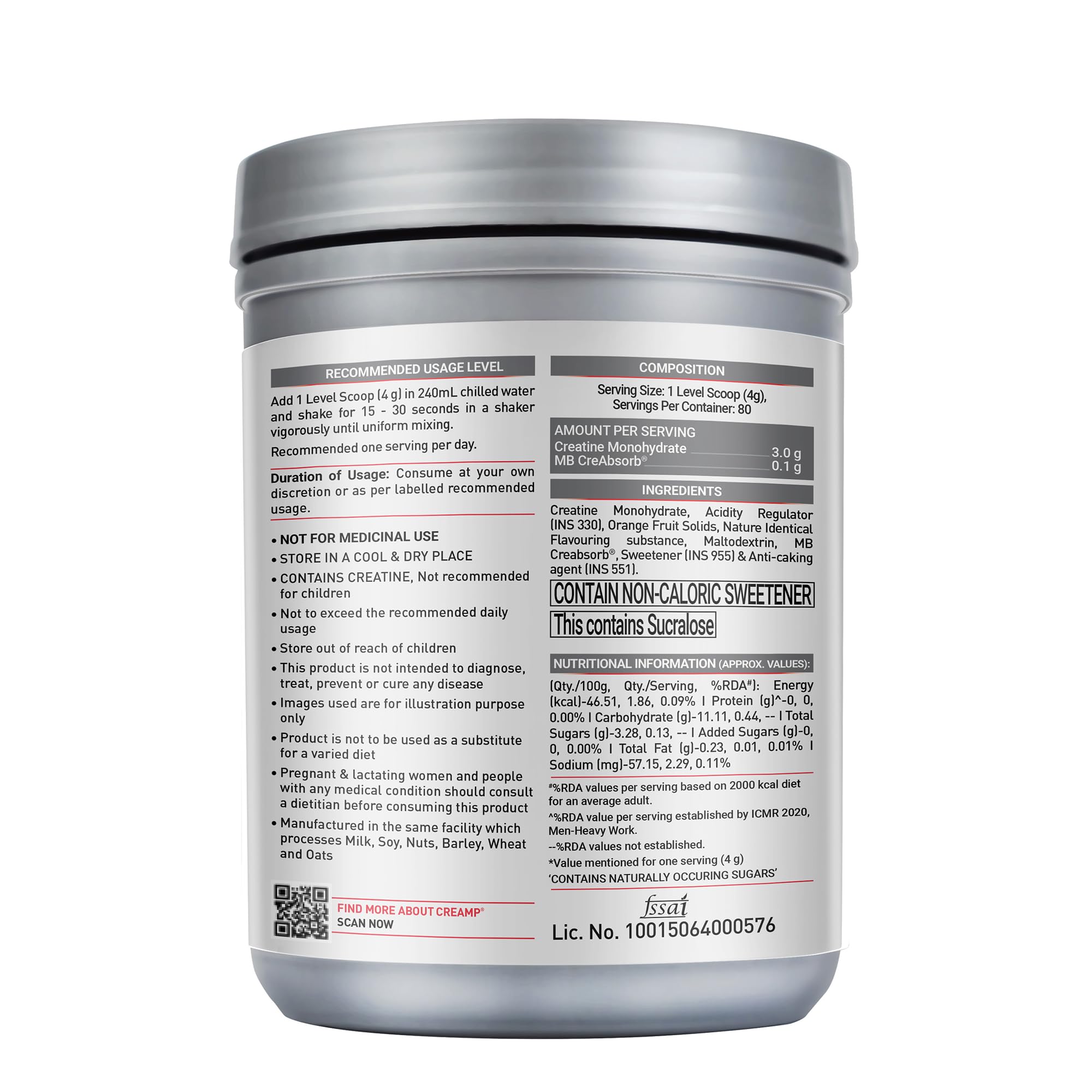 MuscleBlaze CreAMP Micronised Creatine Monohydrate Powder, 4g Per Serving, Adult Unisex Nutritional Supplement - close-up det