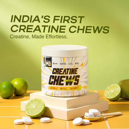 MuscleBlaze Creatine Chews, Lime Flavour, 90 Tablets, Chewable Format, Individually Packed, Unisex Adult Nutritional Suppleme