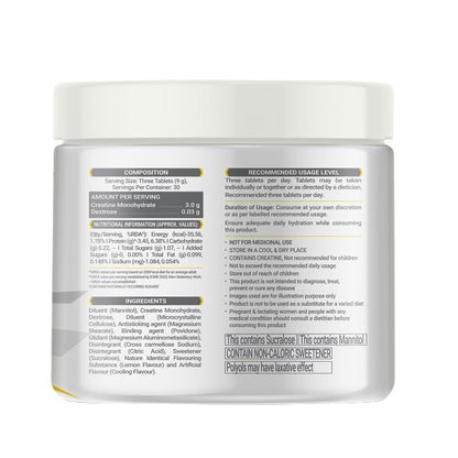 MuscleBlaze Creatine Chews, Lime Flavour, 90 Tablets, Chewable Format, Individually Packed, Unisex Adult Nutritional Suppleme