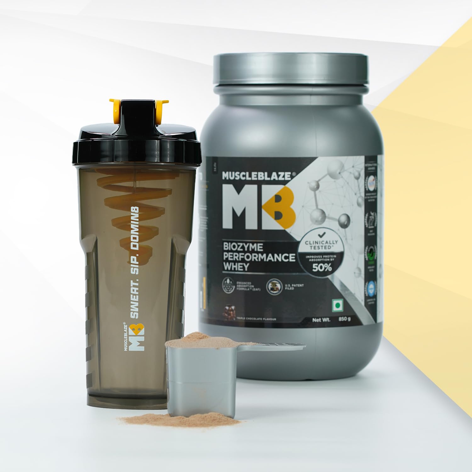 MuscleBlaze Cyclone Blender Shaker Bottle, Black, 700ml - ingredients panel